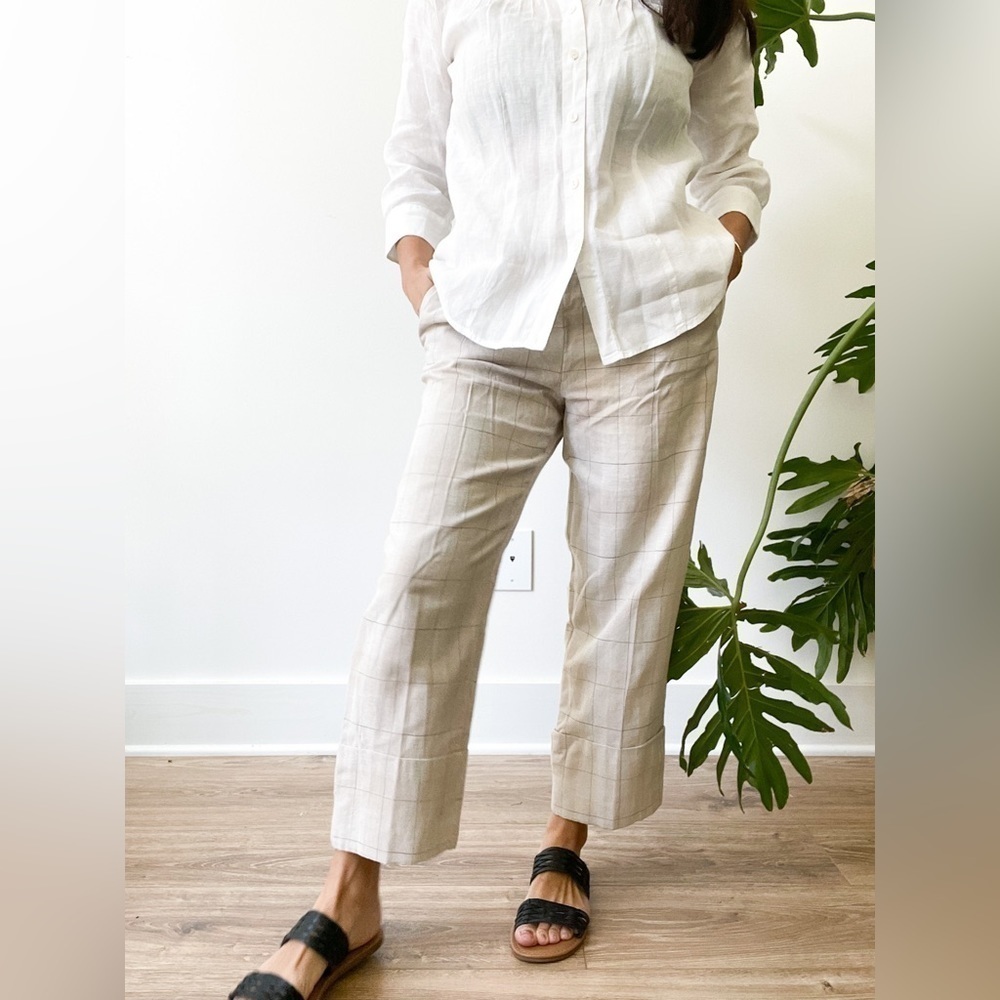 Zara linen cotton blend cropped pants. Size S.